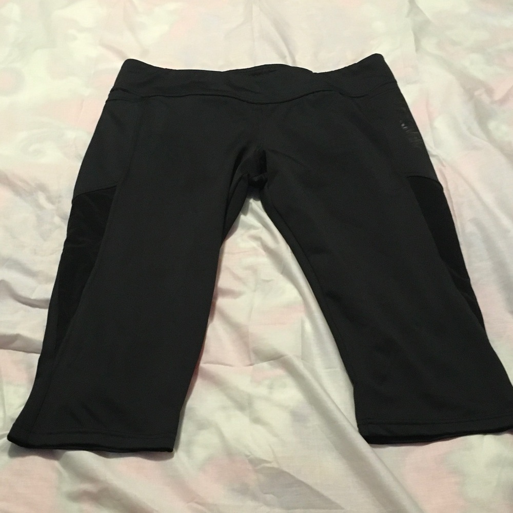 Blackmilk Black Capri workout Leggings with Side Panels pocket with mesh.